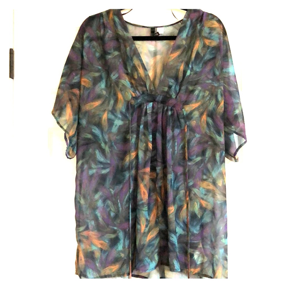 Island leaf print sheer H&M coverup - like new